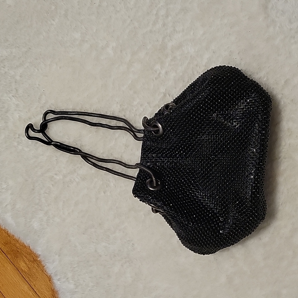 Brand New Brian Bailey Black Metallic Mesh Pouch